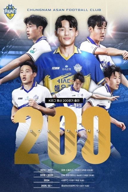 孫準浩完成K聯(lián)賽200場里程碑，貢獻26球34助